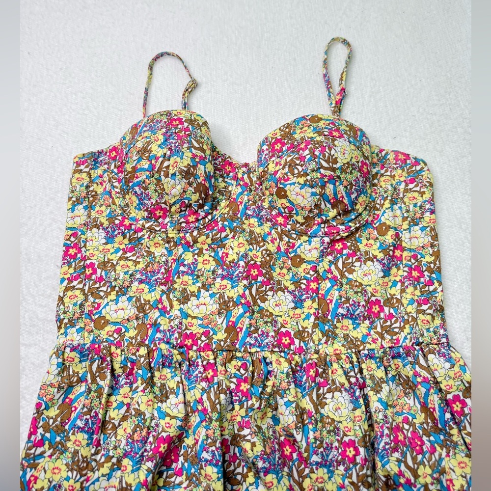 PINK Victoria's Secret Y2K Stretchy Floral Corset Dress Spaghetti Strap S Summer - Picture 4 of 11